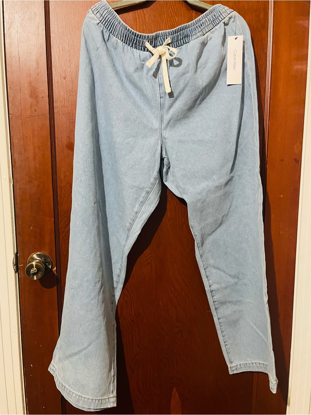 New Calvin Klein Ocean Front Denim Drawstring Pants Size XL